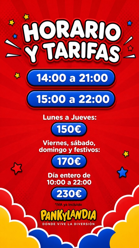 horario y tarifas parque infantil